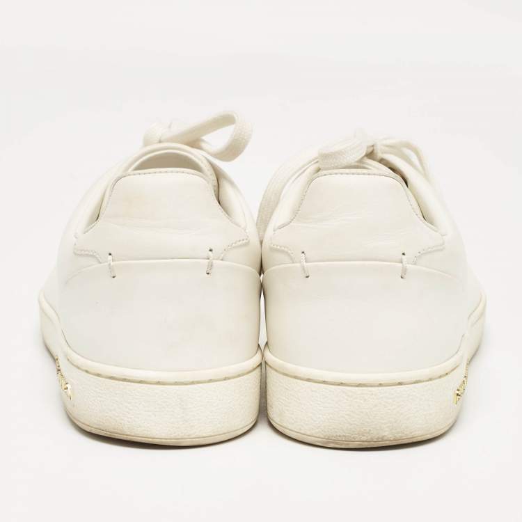 Pre Owned Louis Vuitton White Leather V Logo Lace Up Sneakers Size 36