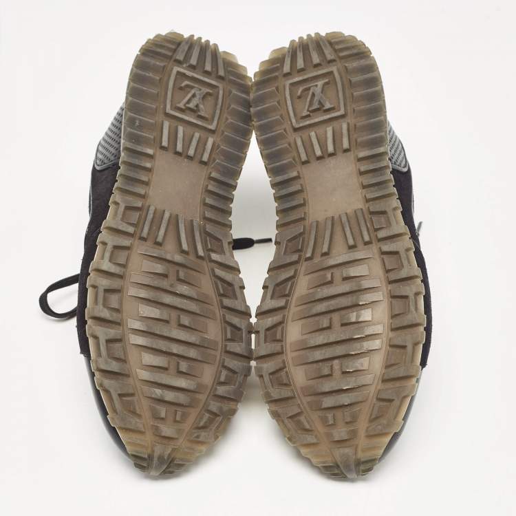Pre Owned Louis Vuitton Black Perforated Leather and Suede Run Away Sneakers Size 37.5