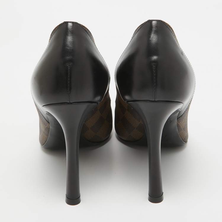 Pre Owned Louis Vuitton Brown Coated Canvas and Leather Chérie Pointed Toe Pumps 35
