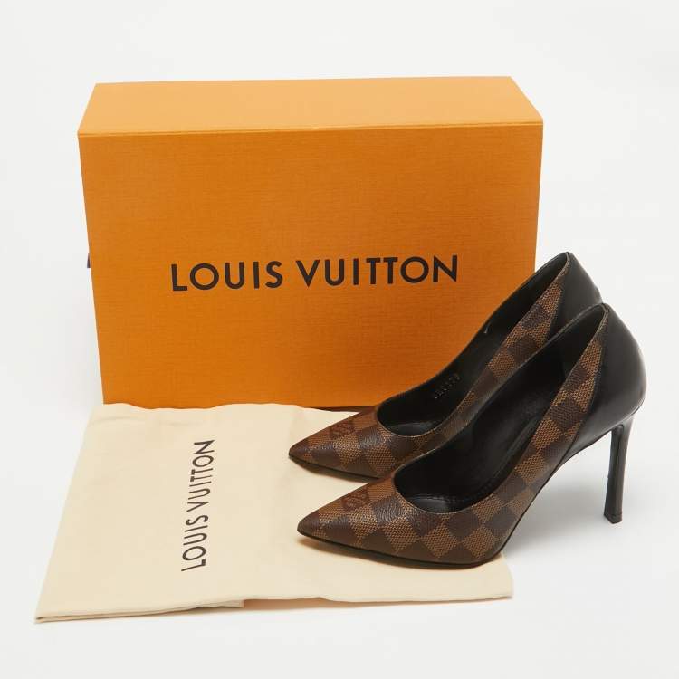 Pre Owned Louis Vuitton Brown Coated Canvas and Leather Chérie Pointed Toe Pumps 35