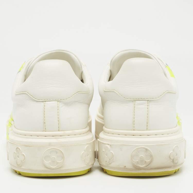 Pre Owned Louis Vuitton White Leather Time Out Low Top Sneakers Size 38.5
