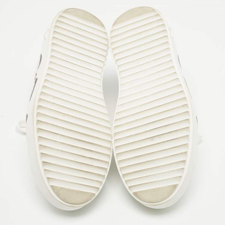 Pre Owned Louis Vuitton White Leather Graffiti Logo Low Top Sneakers Size 38.5