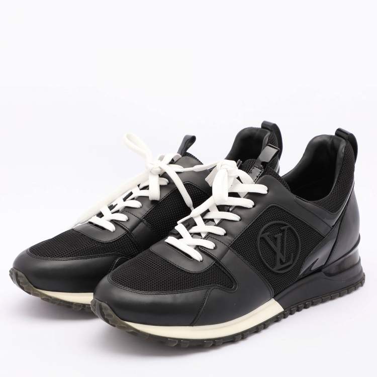 Pre Owned Louis Vuitton Black Leather and Mesh Run Away Low Top Sneakers Size 41