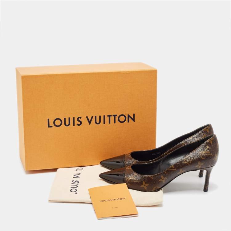 Pre Owned Louis Vuitton Monogram Canvas and Patent Leather Fetish Pumps Size 38
