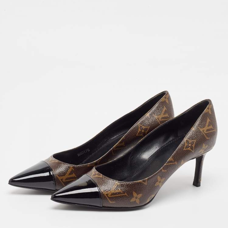 Pre Owned Louis Vuitton Monogram Canvas and Patent Leather Fetish Pumps Size 38