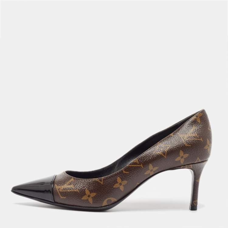 Pre Owned Louis Vuitton Monogram Canvas and Patent Leather Fetish Pumps Size 38