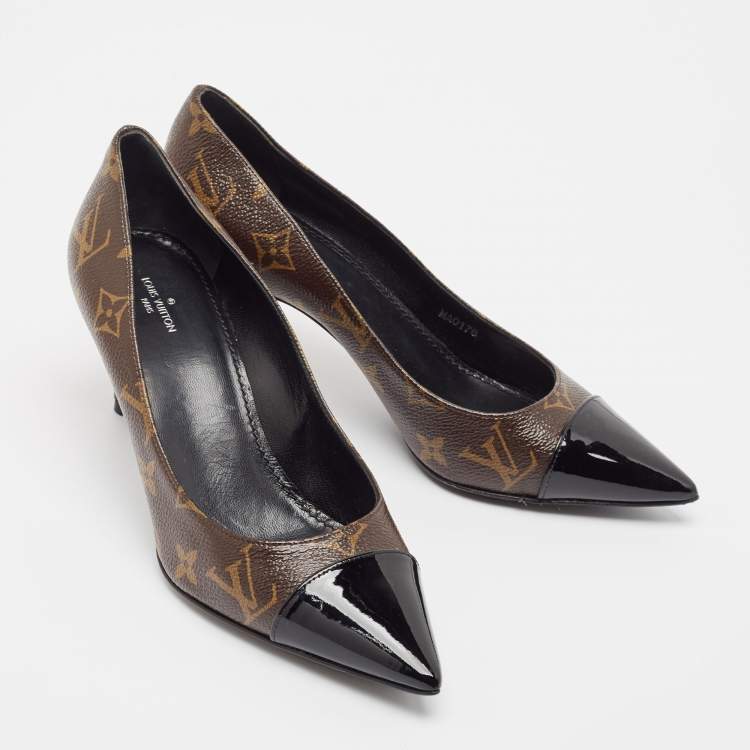 Pre Owned Louis Vuitton Monogram Canvas and Patent Leather Fetish Pumps Size 38