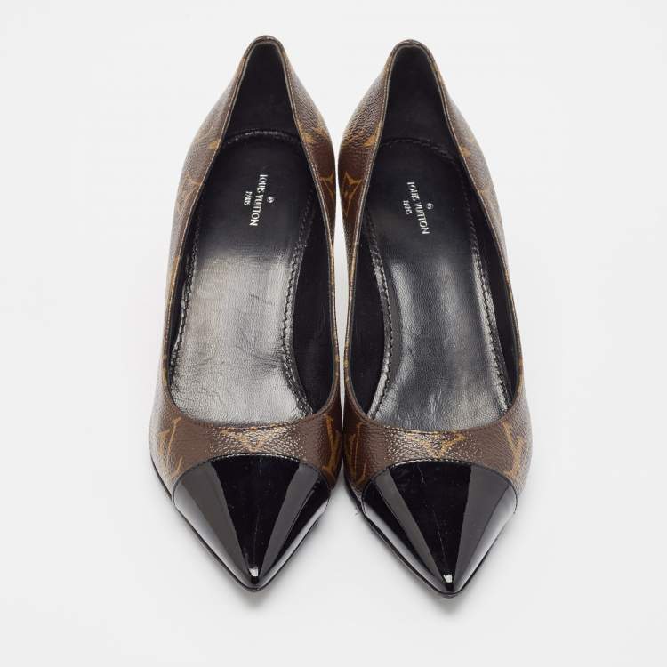 Pre Owned Louis Vuitton Monogram Canvas and Patent Leather Fetish Pumps Size 38