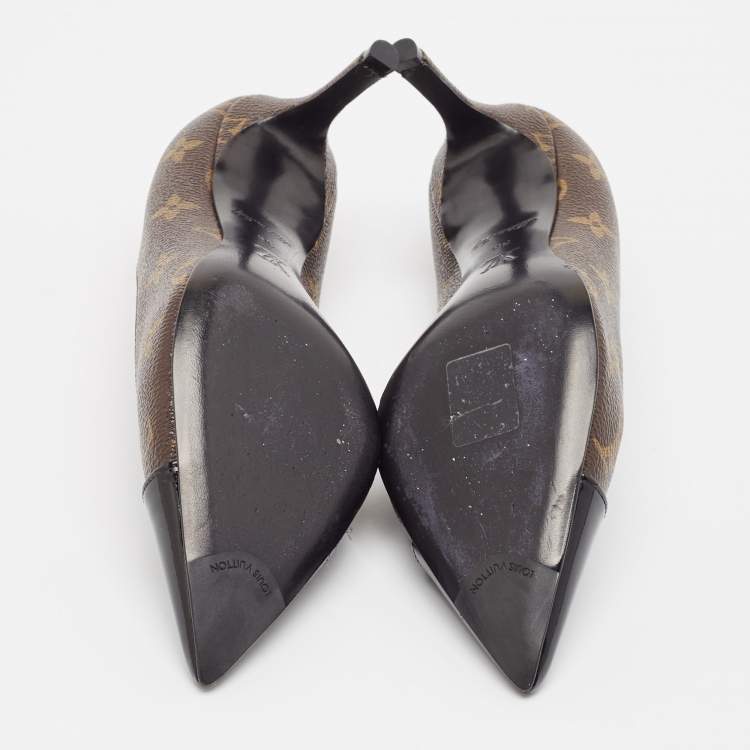 Pre Owned Louis Vuitton Monogram Canvas and Patent Leather Fetish Pumps Size 38