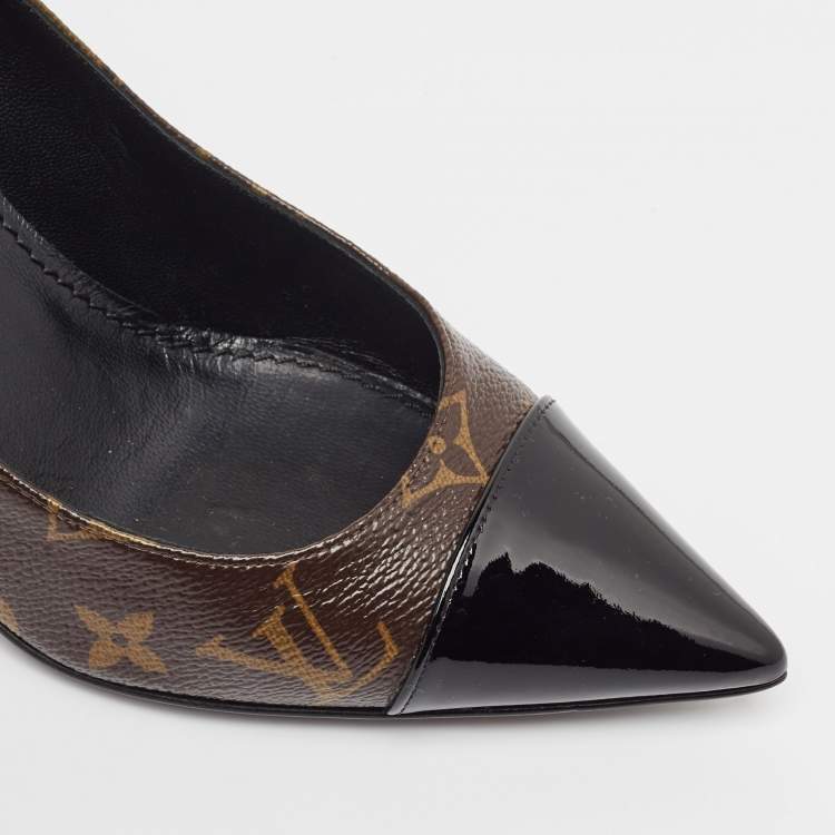 Pre Owned Louis Vuitton Monogram Canvas and Patent Leather Fetish Pumps Size 38
