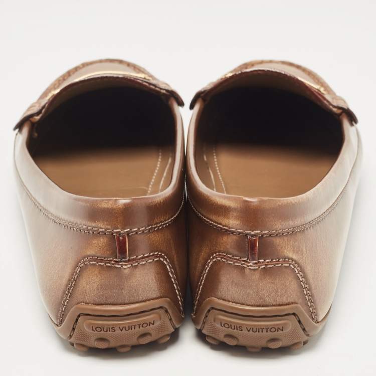 Pre Owned Louis Vuitton Brown Glazed Leather Cluny Loafers Size 39
