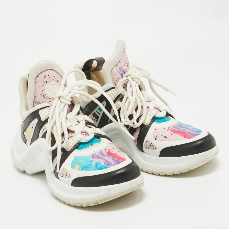 Pre Owned Louis Vuitton Multicolor Fabric and Leather Archlight High Top Sneakers Size 37.5