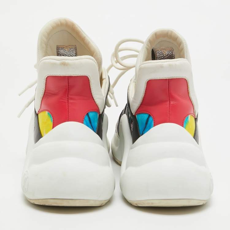 Pre Owned Louis Vuitton Multicolor Fabric and Leather Archlight High Top Sneakers Size 37.5
