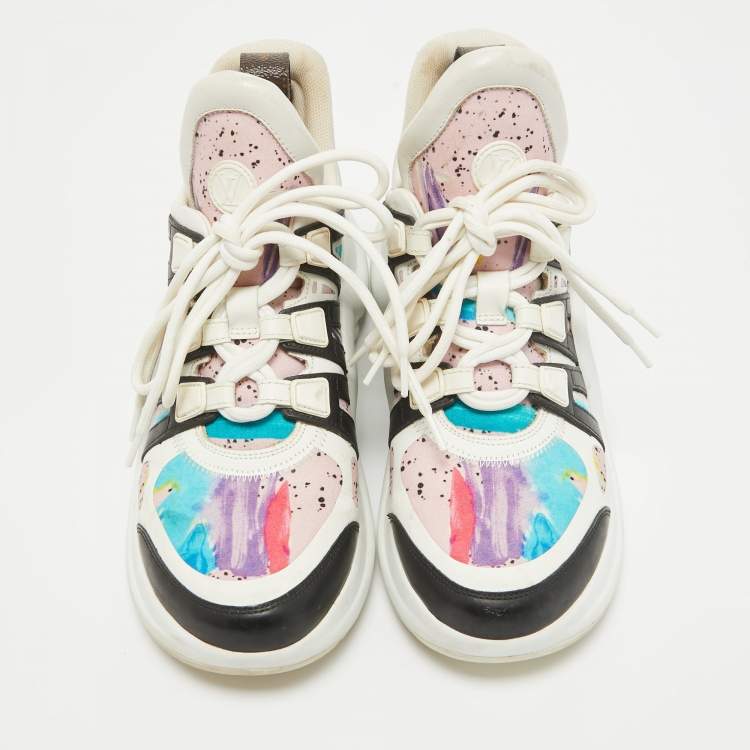 Pre Owned Louis Vuitton Multicolor Fabric and Leather Archlight High Top Sneakers Size 37.5