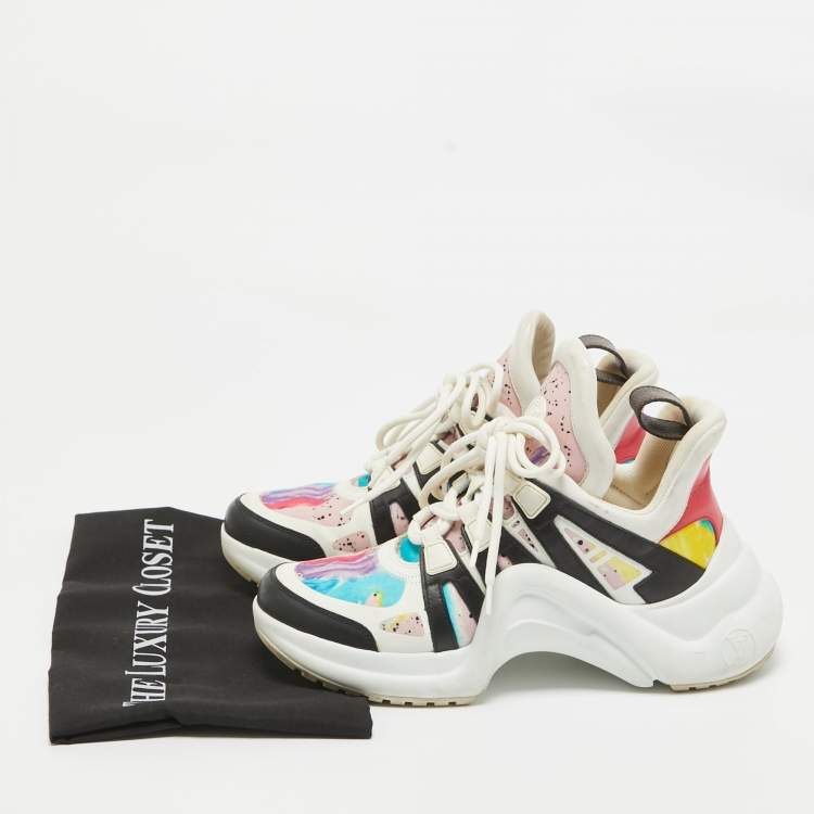 Pre Owned Louis Vuitton Multicolor Fabric and Leather Archlight High Top Sneakers Size 37.5