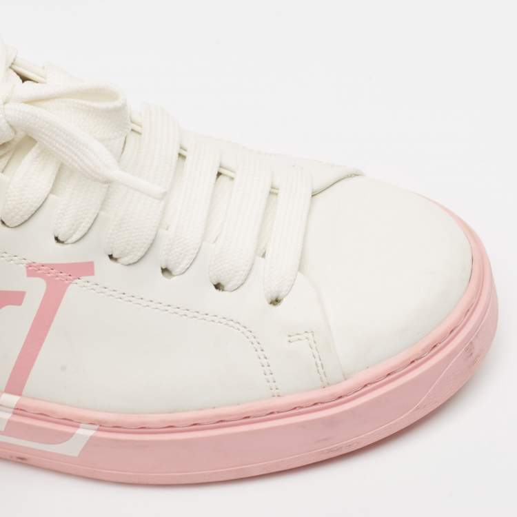 Pre Owned Louis Vuitton White Leather Time Out Lace Up Sneakers Size 36