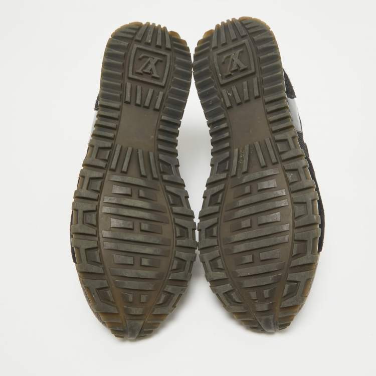Pre Owned Louis Vuitton Black/Brown Monogram Coated Canvas and Mesh Run Away Low Top Sneakers Size 39