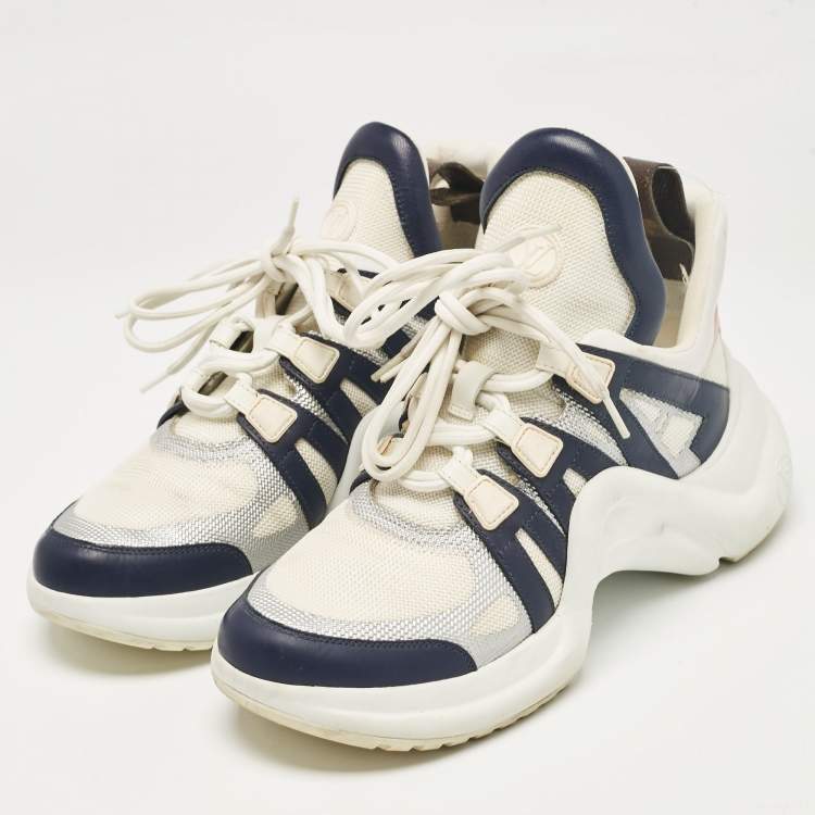 Pre Owned Louis Vuitton Multicolor Leather and Mesh Archlight Lace Up Sneakers Size 38.5