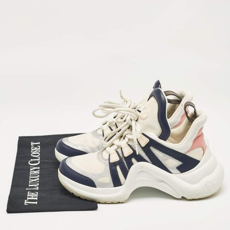 Pre Owned Louis Vuitton Multicolor Leather and Mesh Archlight Lace Up Sneakers Size 38.5