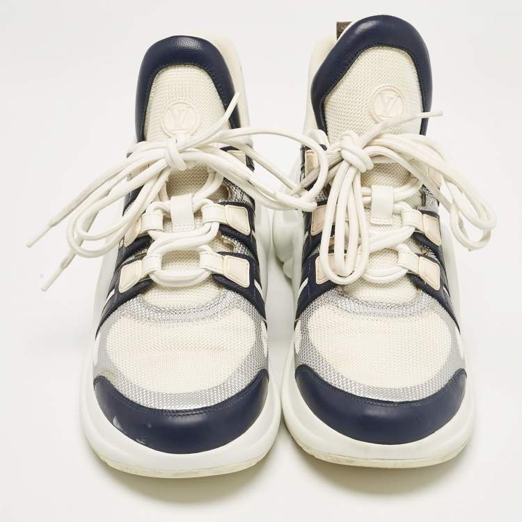 Pre Owned Louis Vuitton Multicolor Leather and Mesh Archlight Lace Up Sneakers Size 38.5