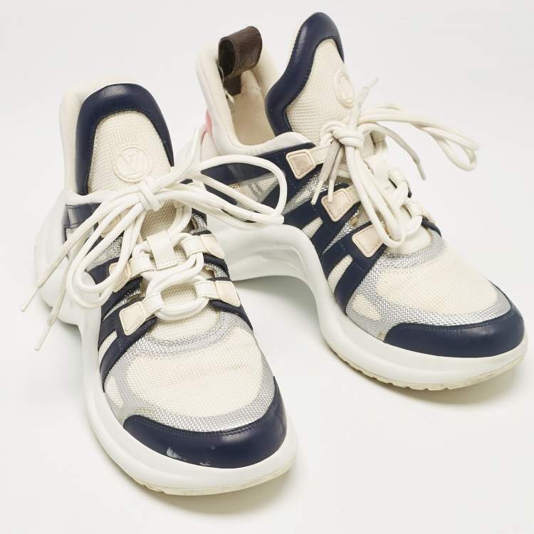Pre Owned Louis Vuitton Multicolor Leather and Mesh Archlight Lace Up Sneakers Size 38.5