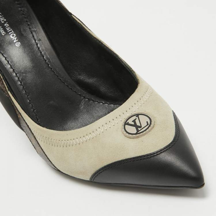 Pre Owned Louis Vuitton Multicolor Monogram Canvas and Suede Archlight Pumps Size 38