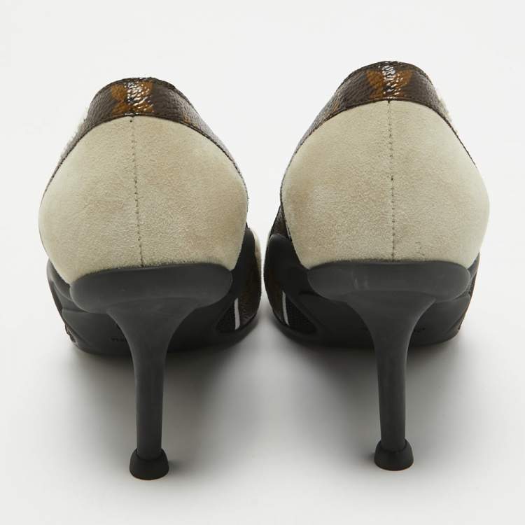 Pre Owned Louis Vuitton Multicolor Monogram Canvas and Suede Archlight Pumps Size 38