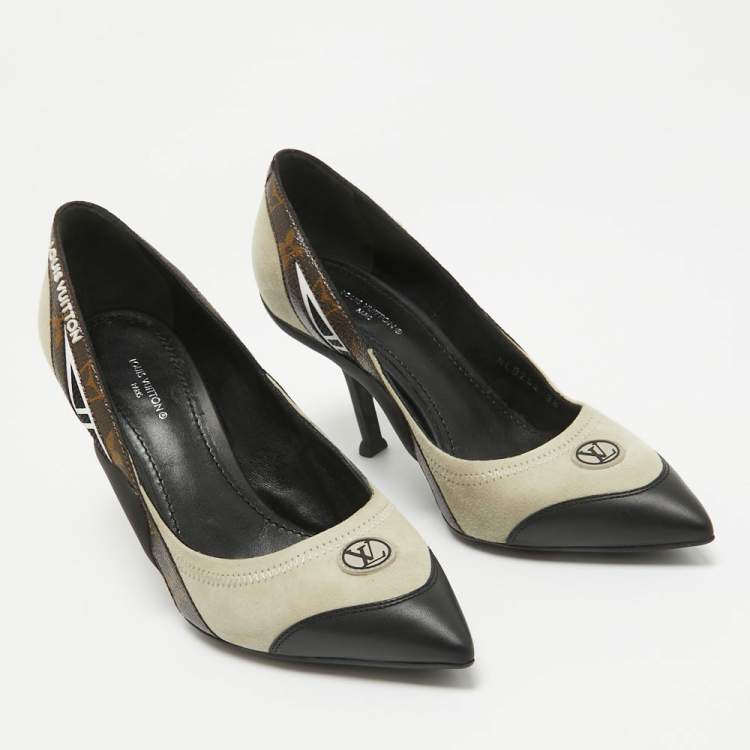 Pre Owned Louis Vuitton Multicolor Monogram Canvas and Suede Archlight Pumps Size 38