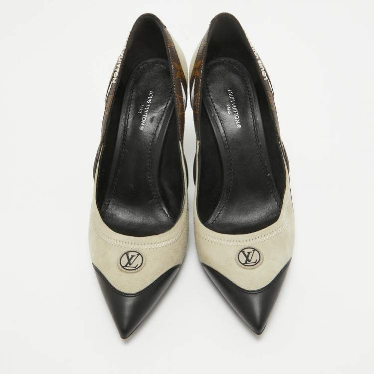 Pre Owned Louis Vuitton Multicolor Monogram Canvas and Suede Archlight Pumps Size 38
