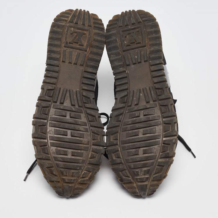 Pre Owned Louis Vuitton Black/Brown Canvas and Mesh Run Away Low Top Sneakers Size 36.5