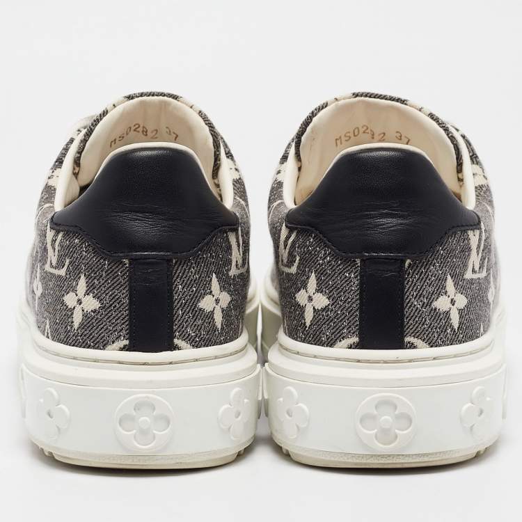 Pre Owned Louis Vuitton Two Tone Monogram Canvas Time Out Sneakers Size 37