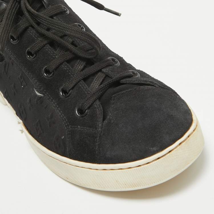 Pre Owned Louis Vuitton Black Monogram Suede Low Top Sneakers Size 39