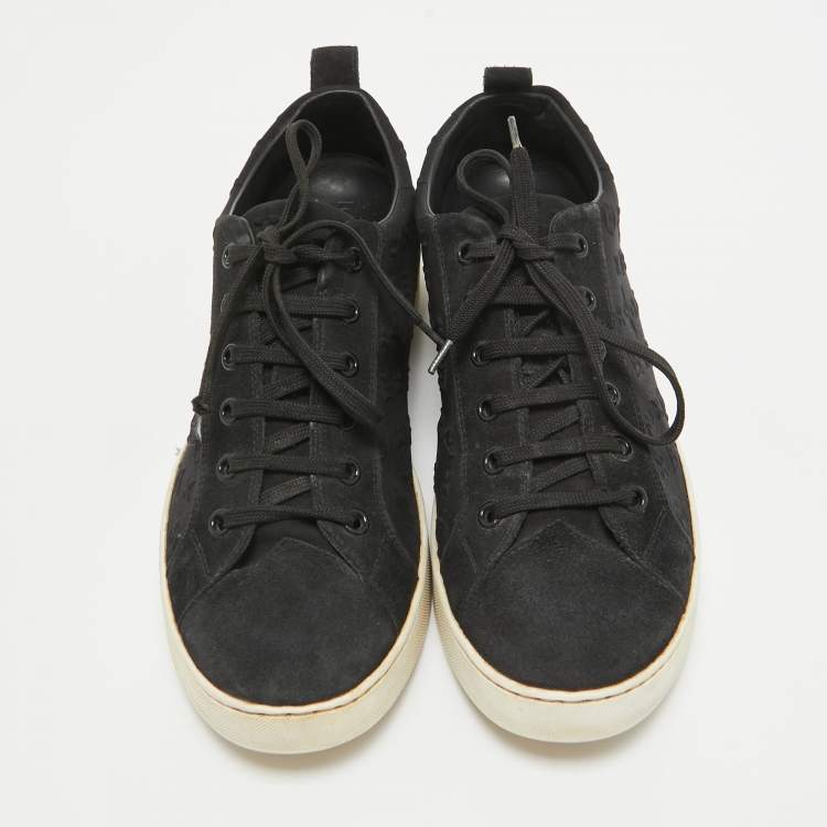 Pre Owned Louis Vuitton Black Monogram Suede Low Top Sneakers Size 39