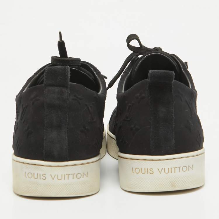 Pre Owned Louis Vuitton Black Monogram Suede Low Top Sneakers Size 39