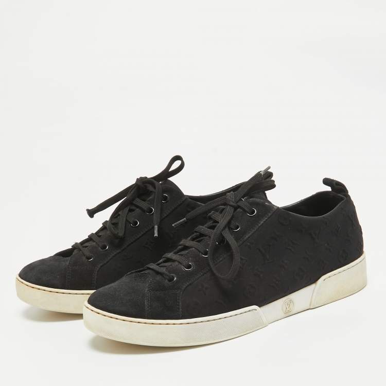 Pre Owned Louis Vuitton Black Monogram Suede Low Top Sneakers Size 39