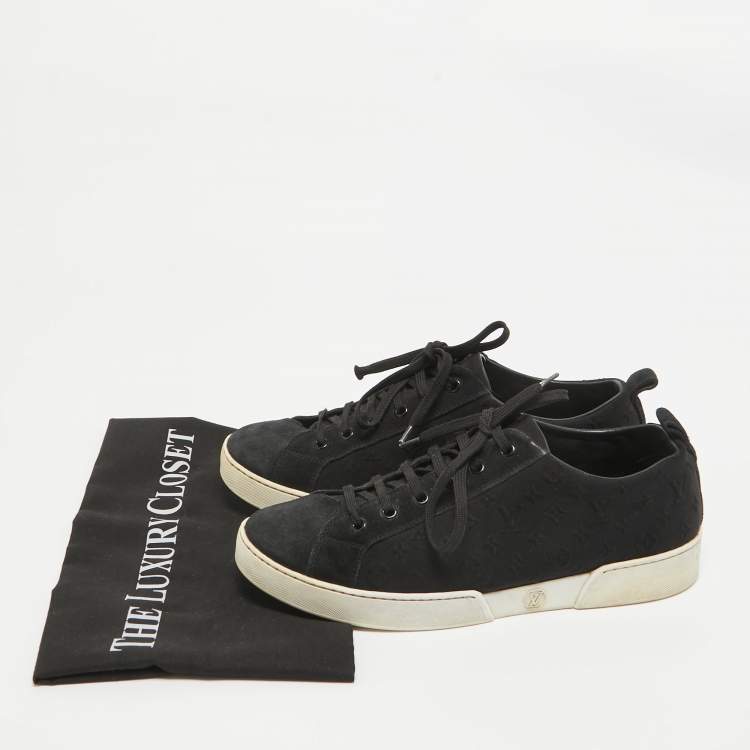 Pre Owned Louis Vuitton Black Monogram Suede Low Top Sneakers Size 39