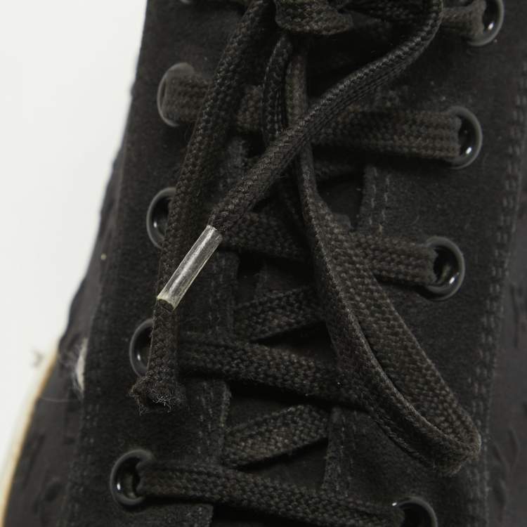 Pre Owned Louis Vuitton Black Monogram Suede Low Top Sneakers Size 39