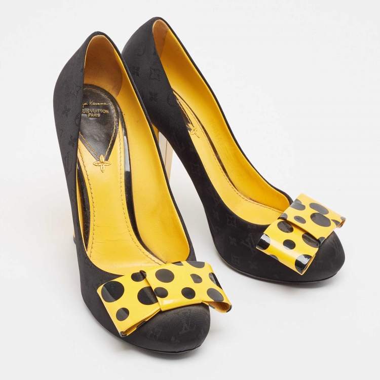 Pre Owned Louis Vuitton Black/Orange Canvas and Patent Leather Pumps Size 40