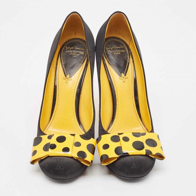 Pre Owned Louis Vuitton Black/Orange Canvas and Patent Leather Pumps Size 40