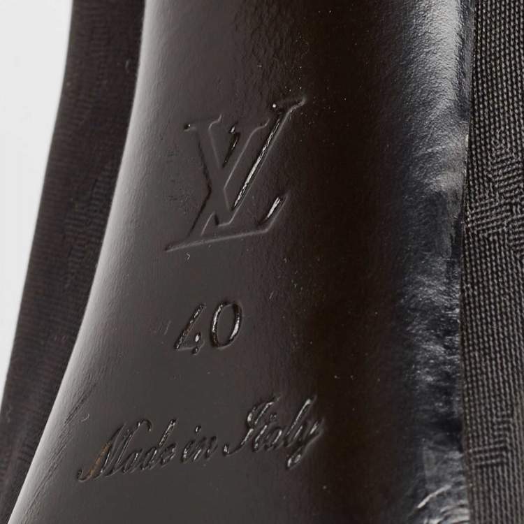 Pre Owned Louis Vuitton Black/Orange Canvas and Patent Leather Pumps Size 40
