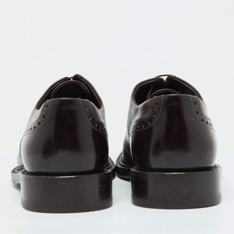 Pre Owned Louis Vuitton Brown Leather Lace Up Oxfords Size 41
