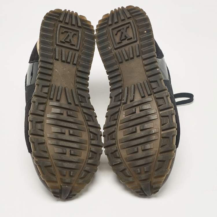 Pre Owned Louis Vuitton Black/Brown Canvas and Suede Run Away Low Top Sneakers Size 36.5
