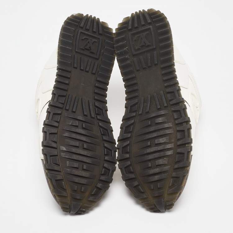 Pre Owned Louis Vuitton White/Brown Monogram Canvas and Leather Run Away Sneakers Size 39