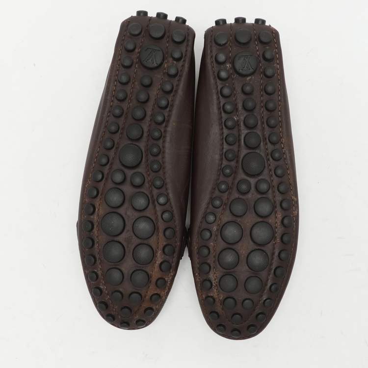 Pre Owned Louis Vuitton Brown Leather Oxford Loafers Size 36