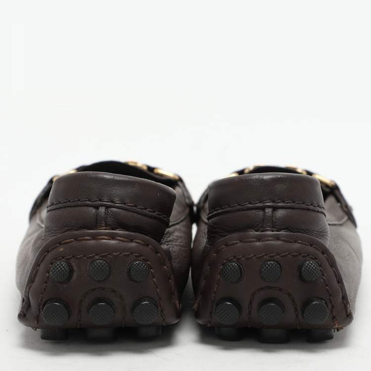 Pre Owned Louis Vuitton Brown Leather Oxford Loafers Size 36