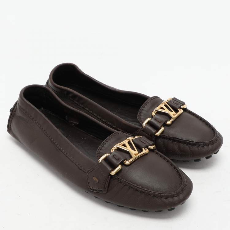 Pre Owned Louis Vuitton Brown Leather Oxford Loafers Size 36