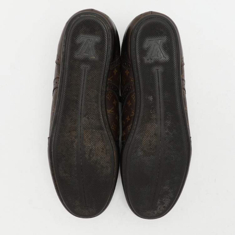 Pre Owned Louis Vuitton Brown Monogram Canvas and Leather Low Top Sneakers Size 40.5