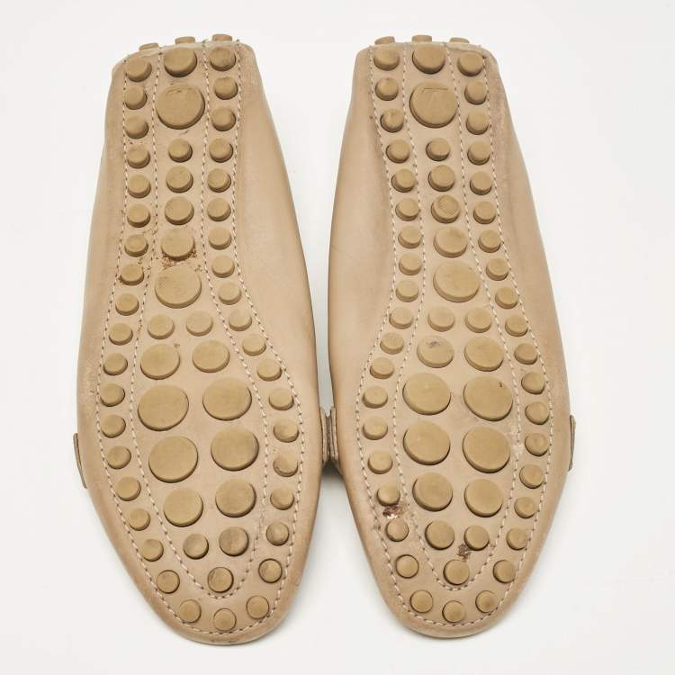 Pre Owned Louis Vuitton Beige/White Leather Oxford Loafers Size 39