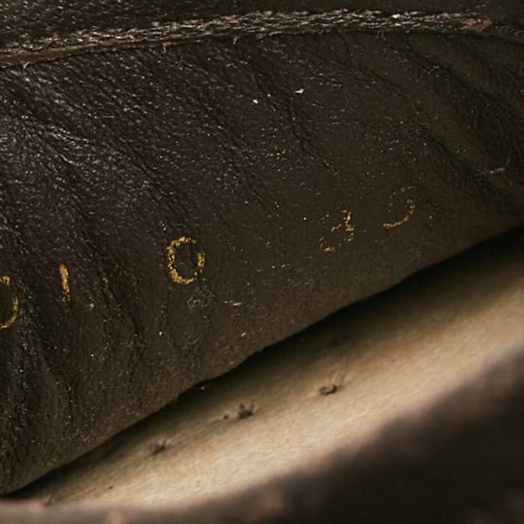 Pre Owned Louis Vuitton Brown Monogram Canvas and Leather Lace Up Sneakers Size 35