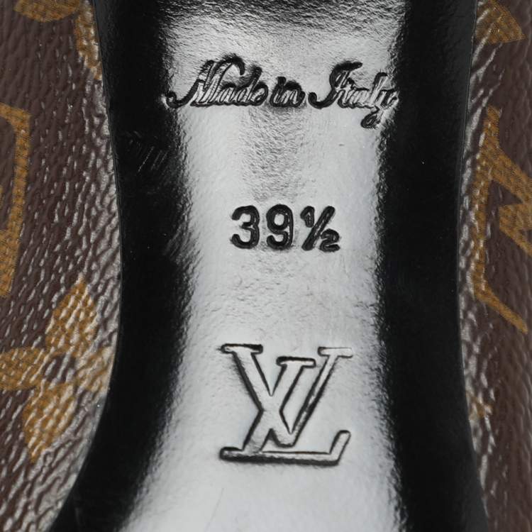 Pre Owned Louis Vuitton Brown Monogram Canvas and Patent Leather Fetish Pumps Size 39.5